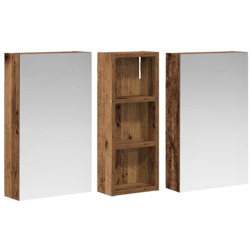 Комплект шкафове за баня с рафт с врата 3 pcs 80 x 10,5 x 50 см