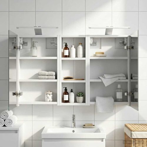 Комплект шкафове за баня с рафт с врата 3 pcs 80 x 10,5 x 50 см