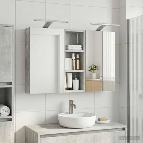 Комплект шкафове за баня с рафт с врата 3 pcs 80 x 10,5 x 50 см