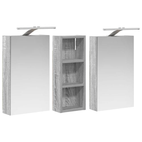 Комплект шкафове за баня с рафт с врата 3 pcs 80 x 10,5 x 50 см
