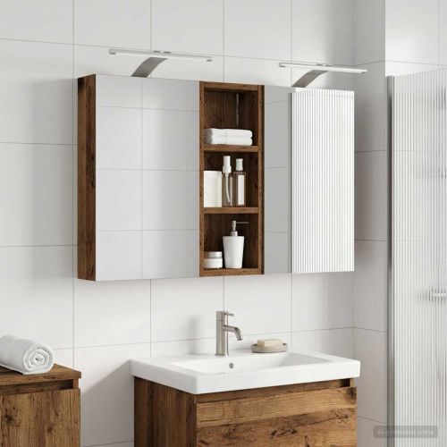 Комплект шкафове за баня с рафт с врата 3 pcs 80 x 10,5 x 50 см