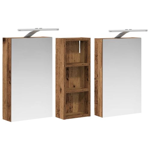 Комплект шкафове за баня с рафт с врата 3 pcs 80 x 10,5 x 50 см