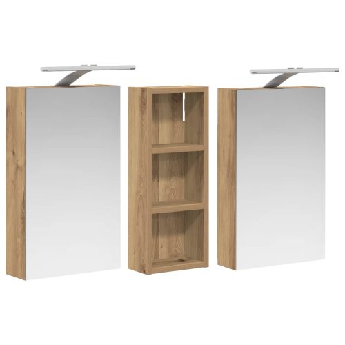 Комплект шкафове за баня с рафт с врата 3 pcs 80 x 10,5 x 50 см