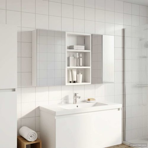 Комплект шкафове за баня с рафт с врата 3 pcs 90 x 10,5 x 50 см