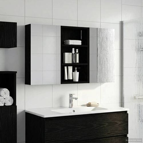 Комплект шкафове за баня с рафт с врата 3 pcs 90 x 10,5 x 50 см