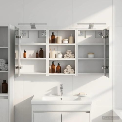 Комплект шкафове за баня с рафт с врата 3 pcs 90 x 10,5 x 50 см