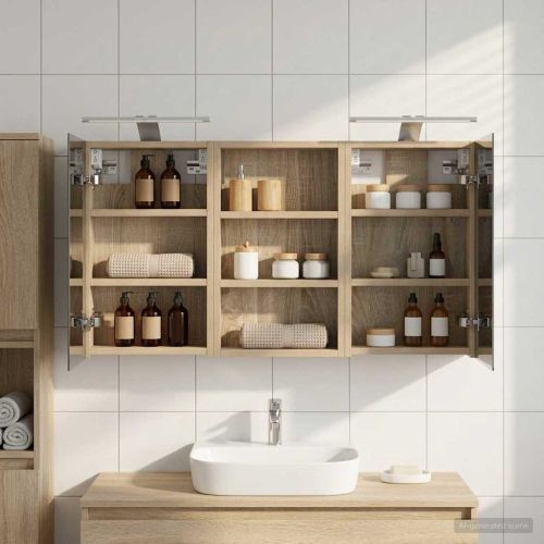 Комплект шкафове за баня с рафт с врата 3 pcs 90 x 10,5 x 50 см