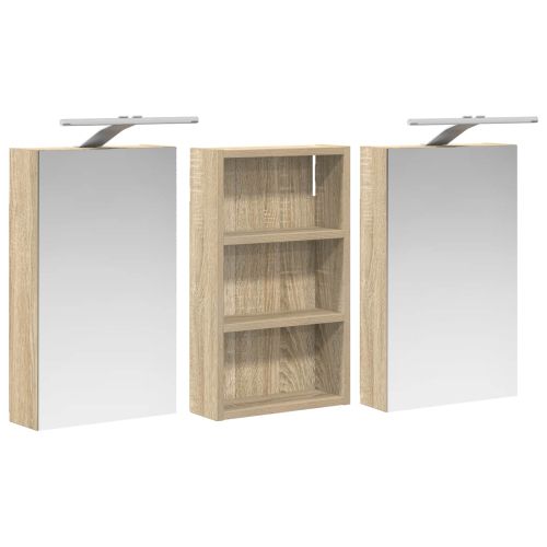 Комплект шкафове за баня с рафт с врата 3 pcs 90 x 10,5 x 50 см