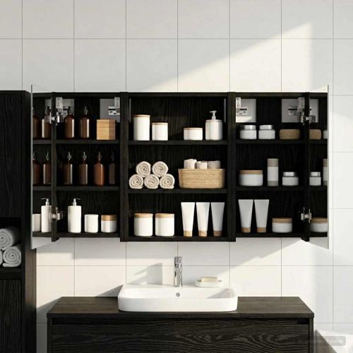 Комплект шкафове за баня с рафт 3 pcs 100 x 10,5 x 50 см