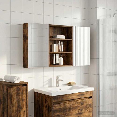 Комплект шкафове за баня с рафт 3 pcs 100 x 10,5 x 50 см