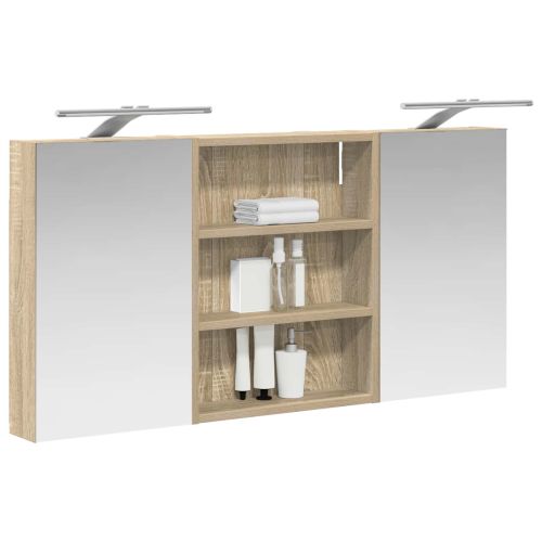 Комплект шкафове за баня с рафт 3 pcs 100 x 10,5 x 50 см