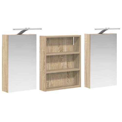 Комплект шкафове за баня с рафт 3 pcs 100 x 10,5 x 50 см