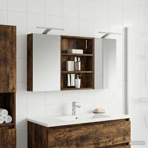 Комплект шкафове за баня с рафт 3 pcs 100 x 10,5 x 50 см