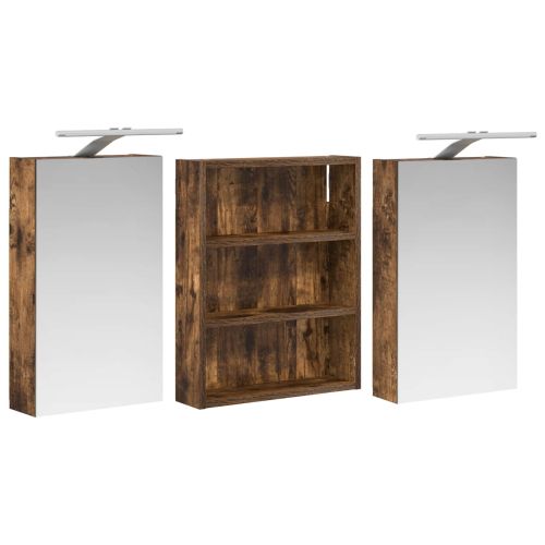 Комплект шкафове за баня с рафт 3 pcs 100 x 10,5 x 50 см