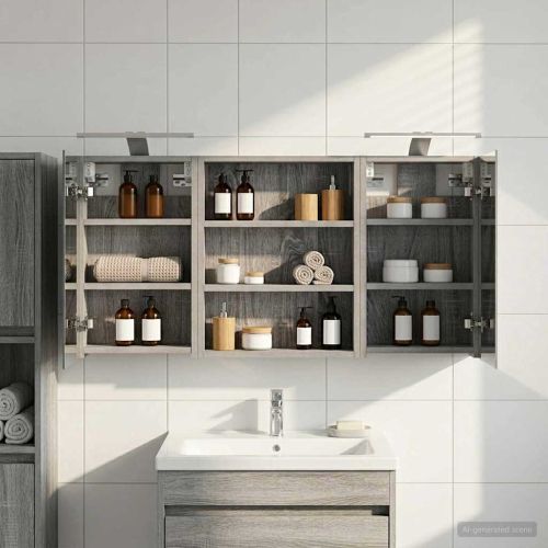 Комплект шкафове за баня с рафт 3 pcs 100 x 10,5 x 50 см