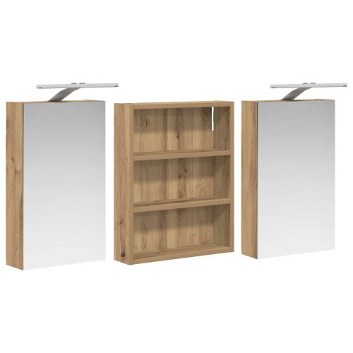 Комплект шкафове за баня с рафт 3 pcs 100 x 10,5 x 50 см