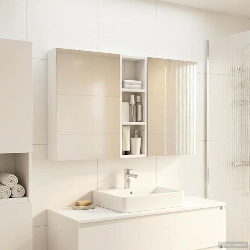 Комплект шкафове за баня с рафт 3 pcs 100 x 10,5 x 60,5 см