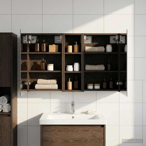 Комплект шкафове за баня с рафт 3 pcs 100 x 10,5 x 60,5 см