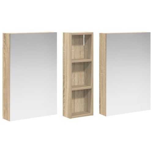 Комплект шкафове за баня с рафт 3 pcs 100 x 10,5 x 60,5 см