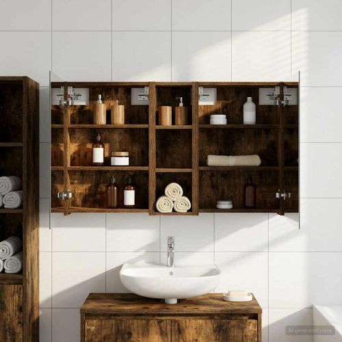 Комплект шкафове за баня с рафт 3 pcs 100 x 10,5 x 60,5 см