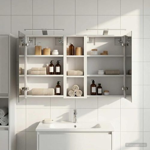 Комплект шкафове за баня с рафт 3 pcs 100 x 10,5 x 60,5 см