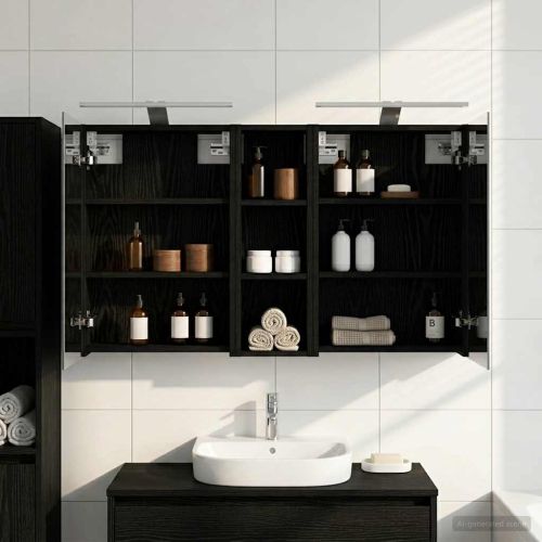 Комплект шкафове за баня с рафт 3 pcs 100 x 10,5 x 60,5 см