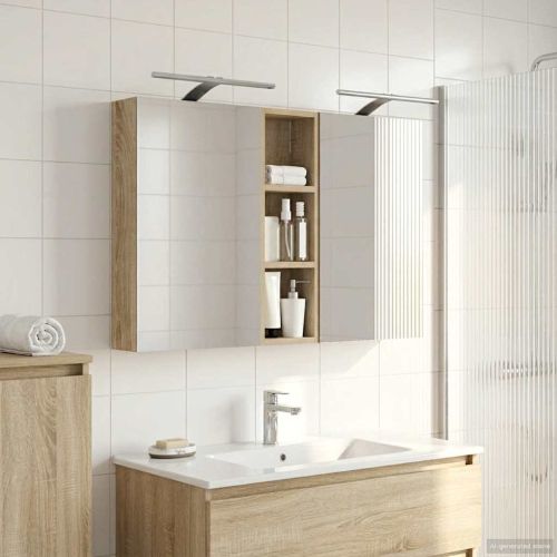 Комплект шкафове за баня с рафт 3 pcs 100 x 10,5 x 60,5 см