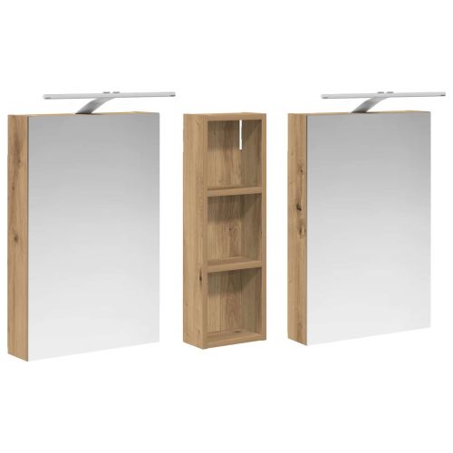 Комплект шкафове за баня с рафт 3 pcs 100 x 10,5 x 60,5 см