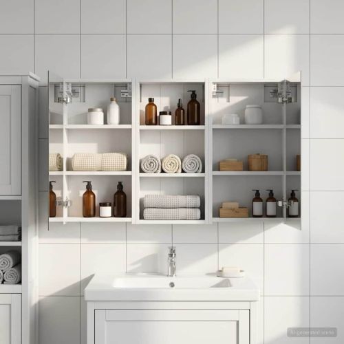 Комплект шкафове за баня с рафт 3 pcs 110 x 10,5 x 60,5 см