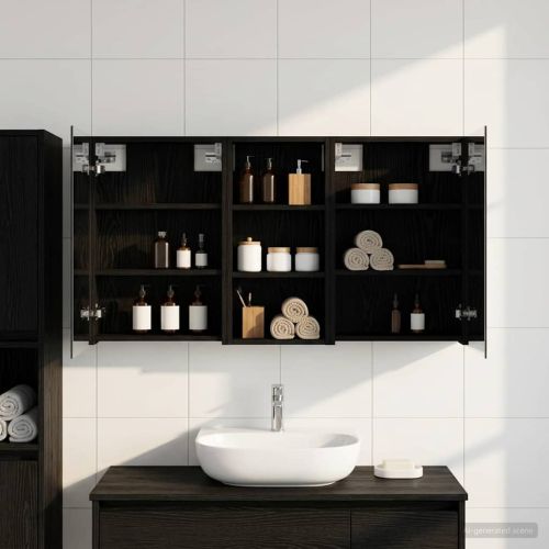 Комплект шкафове за баня с рафт 3 pcs 110 x 10,5 x 60,5 см