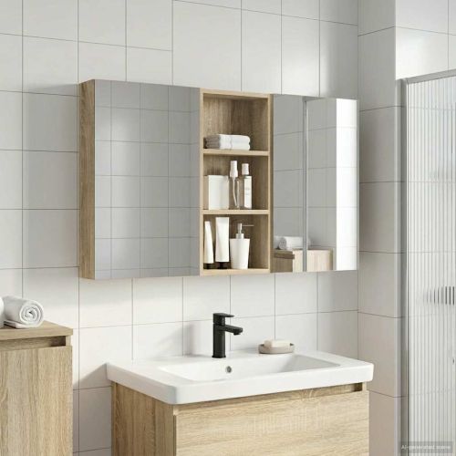 Комплект шкафове за баня с рафт 3 pcs 110 x 10,5 x 60,5 см