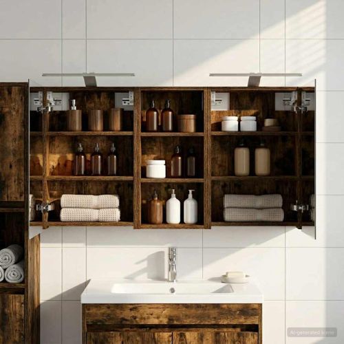 Комплект шкафове за баня с рафт 3 pcs 110 x 10,5 x 60,5 см