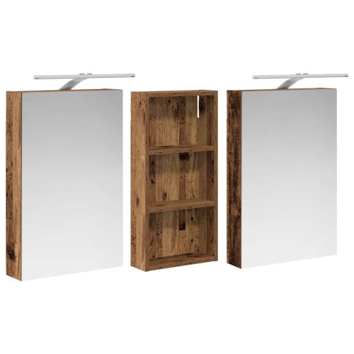 Комплект шкафове за баня с рафт 3 pcs 110 x 10,5 x 60,5 см