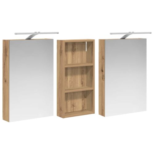 Комплект шкафове за баня с рафт 3 pcs 110 x 10,5 x 60,5 см