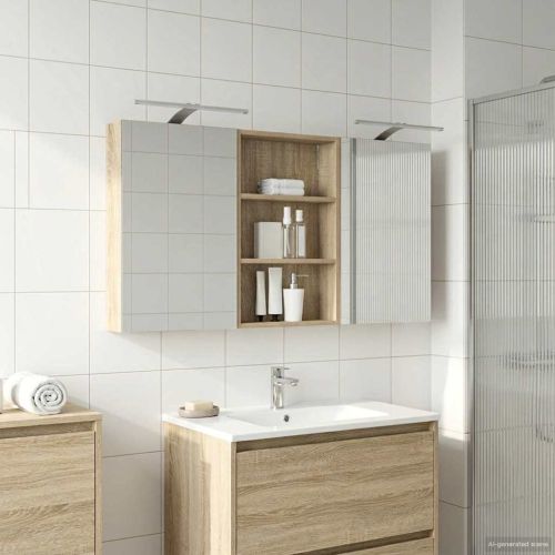 Комплект шкафове за баня с рафт 3 pcs 120 x 10,5 x 60,5 см