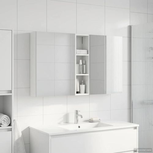 Комплект шкафове за баня с рафт 3 pcs 120 x 14,5 x 70 см