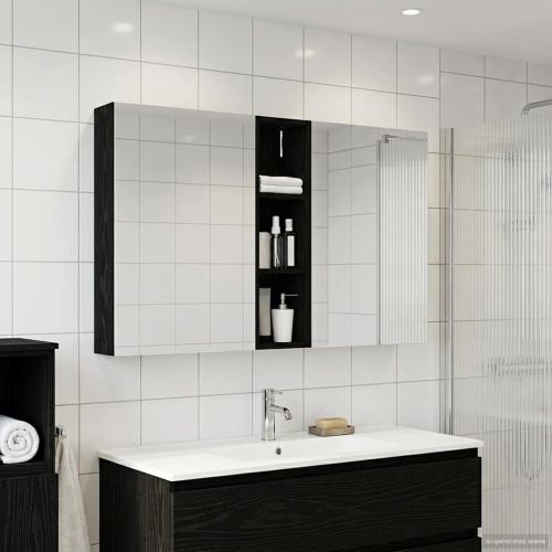 Комплект шкафове за баня с рафт 3 pcs 120 x 14,5 x 70 см