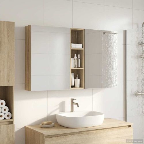 Комплект шкафове за баня с рафт 3 pcs 120 x 14,5 x 70 см