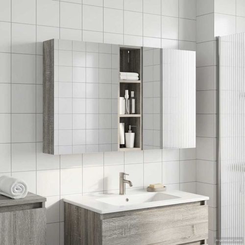 Комплект шкафове за баня с рафт 3 pcs 120 x 14,5 x 70 см