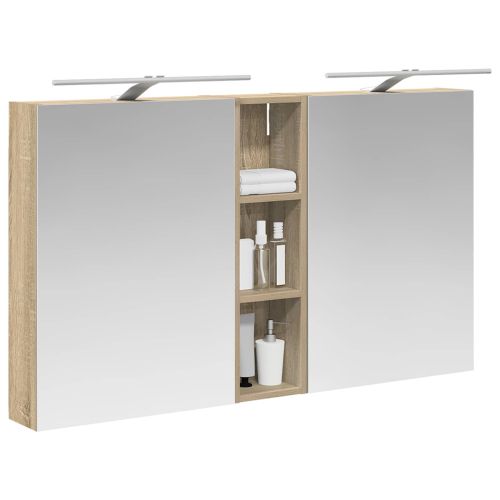 Комплект шкафове за баня с рафт 3 pcs 120 x 14,5 x 70 см