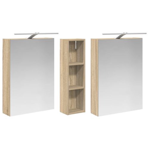 Комплект шкафове за баня с рафт 3 pcs 120 x 14,5 x 70 см