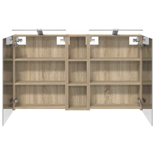 Комплект шкафове за баня с рафт 3 pcs 120 x 14,5 x 70 см