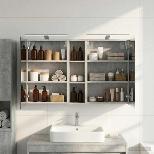 Комплект шкафове за баня с рафт 3 pcs 120 x 14,5 x 70 см