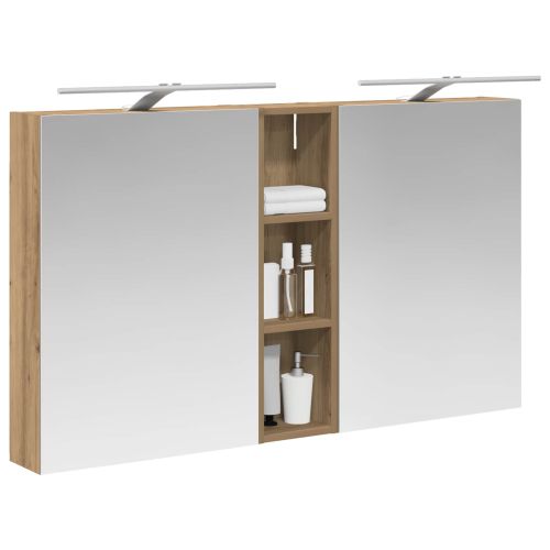 Комплект шкафове за баня с рафт 3 pcs 120 x 14,5 x 70 см