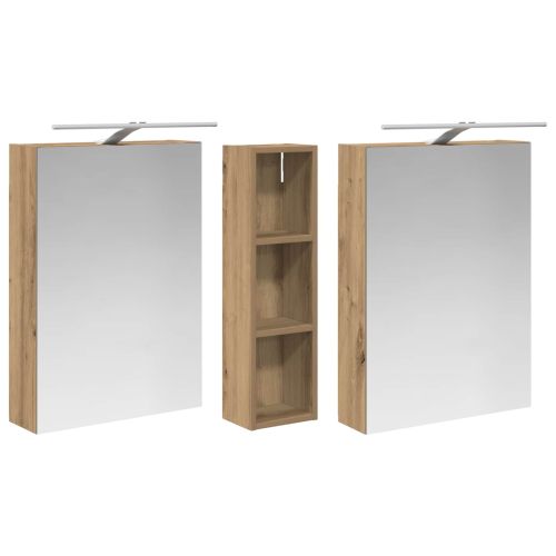 Комплект шкафове за баня с рафт 3 pcs 120 x 14,5 x 70 см