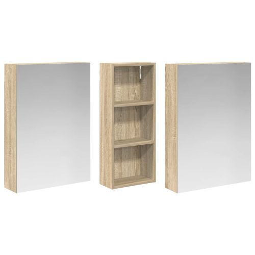 Комплект шкафове за баня с рафт 3 pcs 130 x 14,5 x 70 см