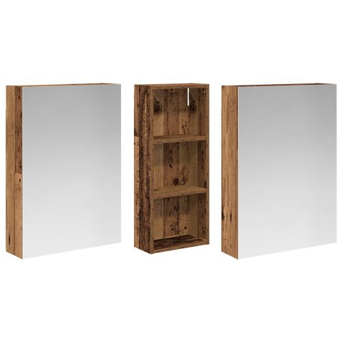 Комплект шкафове за баня с рафт 3 pcs 130 x 14,5 x 70 см