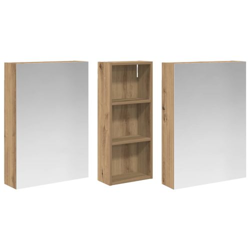 Комплект шкафове за баня с рафт 3 pcs 130 x 14,5 x 70 см