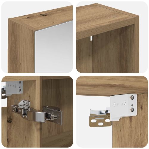 Комплект шкафове за баня с рафт 3 pcs 130 x 14,5 x 70 см