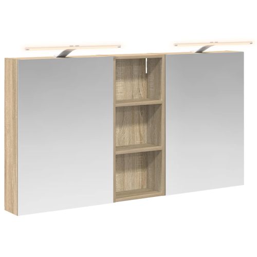 Комплект шкафове за баня с рафт 3 pcs 130 x 14,5 x 70 см